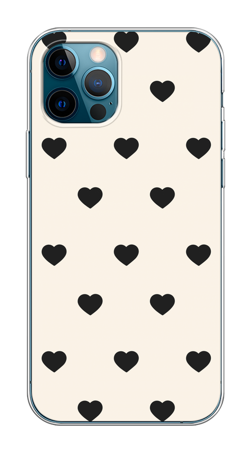 

Чехол на Apple iPhone 12/12 Pro "Черные сердечки на белом", Черный;белый, 12850-1