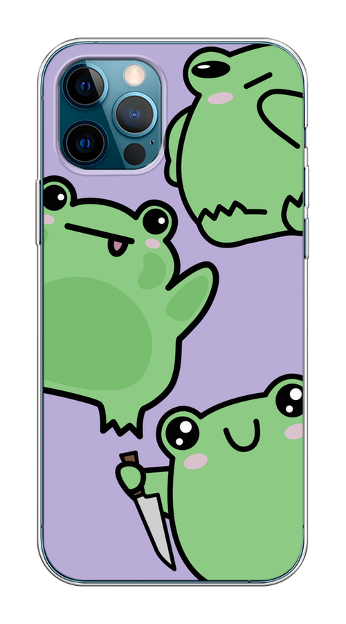 

Чехол на Apple iPhone 12/12 Pro "Опасные лягушата", Фиолетовый;зеленый;черный, 12850-1