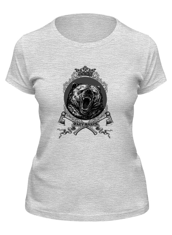 

Футболка женская Printio Mary makes dangerous bear серая M, Серый, Mary makes dangerous bear
