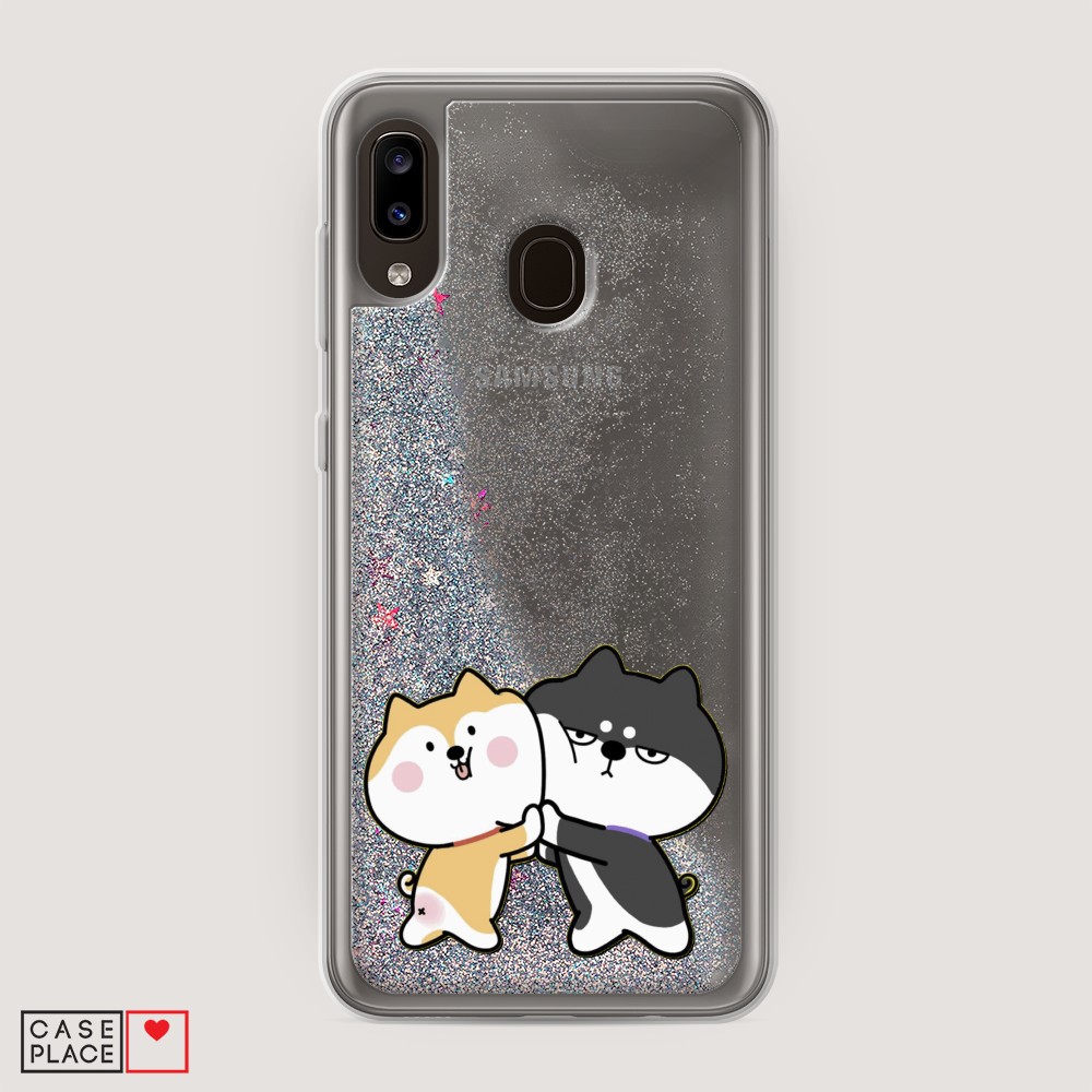 

Жидкий чехол с блестками "Обнимашки акита" на Samsung Galaxy A30, 27591-1