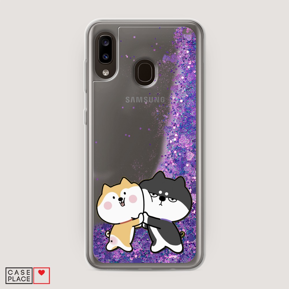 

Жидкий чехол с блестками "Обнимашки акита" на Samsung Galaxy A20, 27692-1