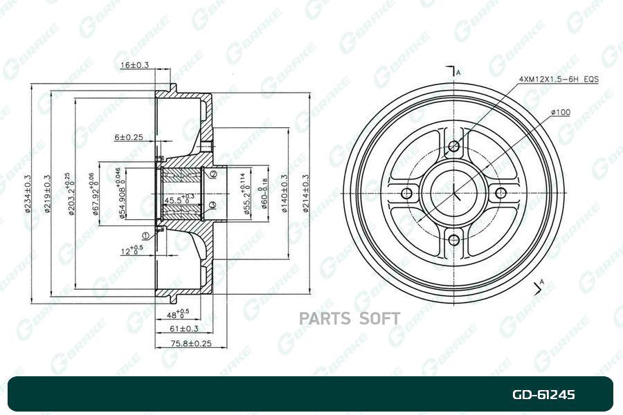 

G-Brake Gd61245 Барабан Тормозной G-Brake Gd-61245