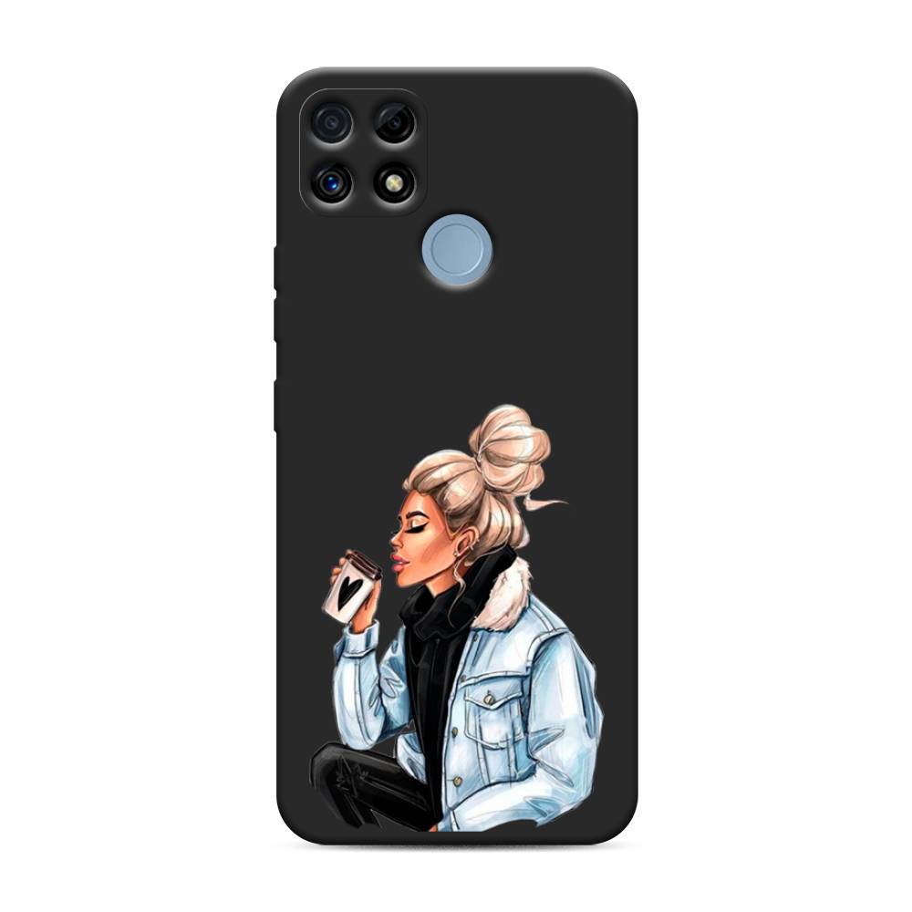 

Чехол Awog на Realme C25/ C25s "Cute girl", Бежевый;черный;голубой, 257452-1