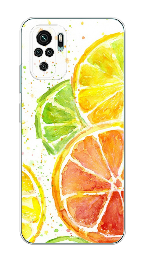 

Чехол на Xiaomi Redmi Note 10/Note 10S, Poco M5s "Цитрусовые", Белый;желтый;красный;зеленый, 316250-1