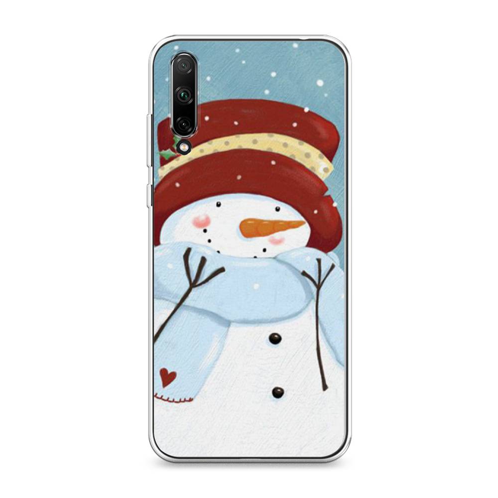 

Чехол для Honor 30i "Застенчивый снеговик", Голубой;белый;красный, 6104050-5