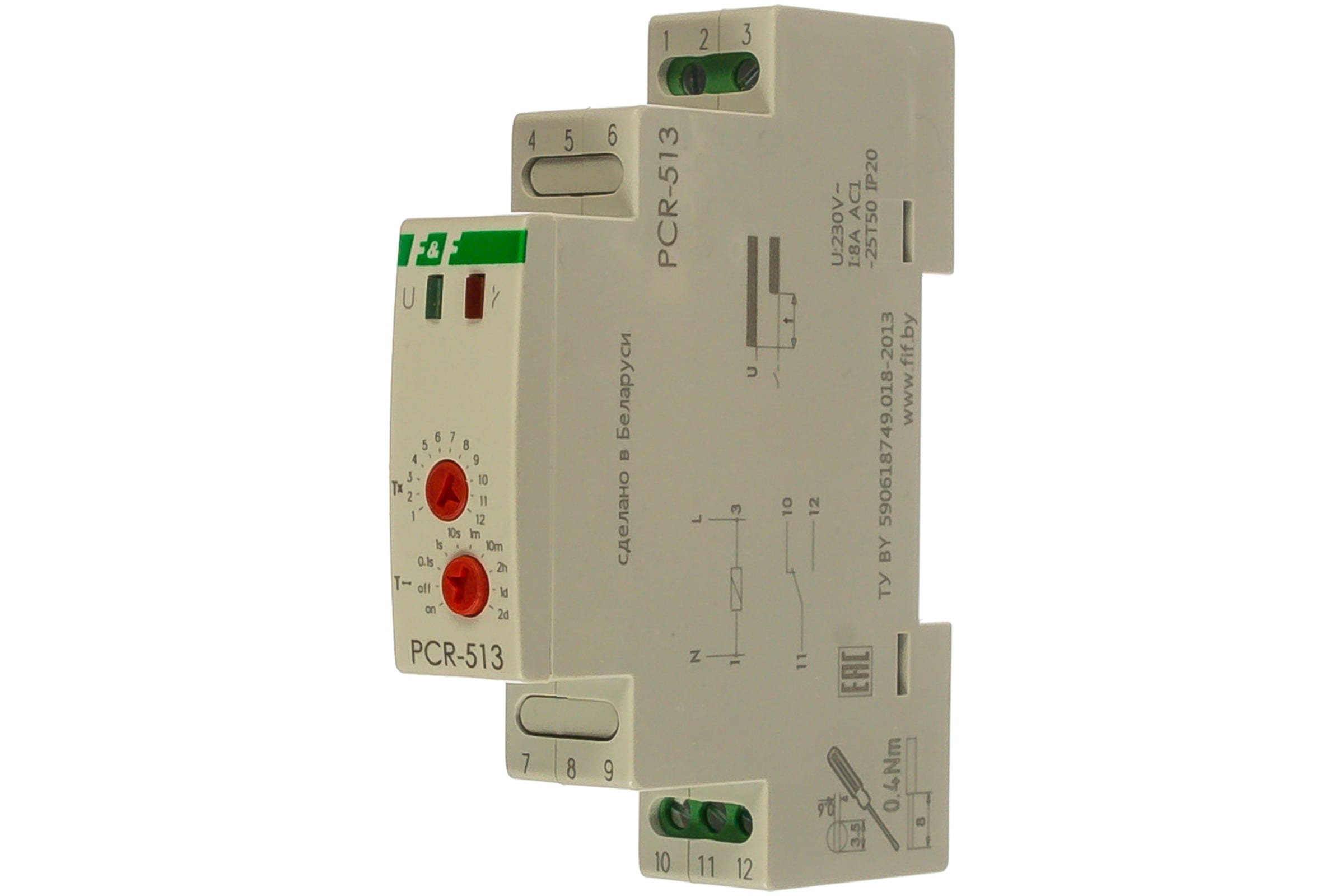 Реле времени PCR-513 8А 230В 1 перекл. IP20 задержка включ. F&F EA02.001.003