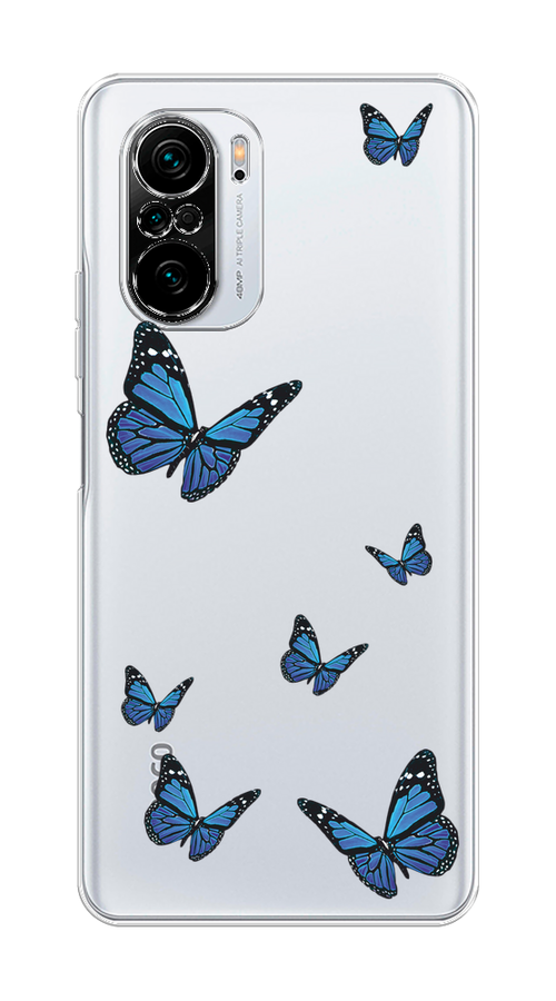 

Чехол на Poco F3, Xiaomi Redmi K40/Mi 11i "Blue butterflies", Синий;черный, 312650-1