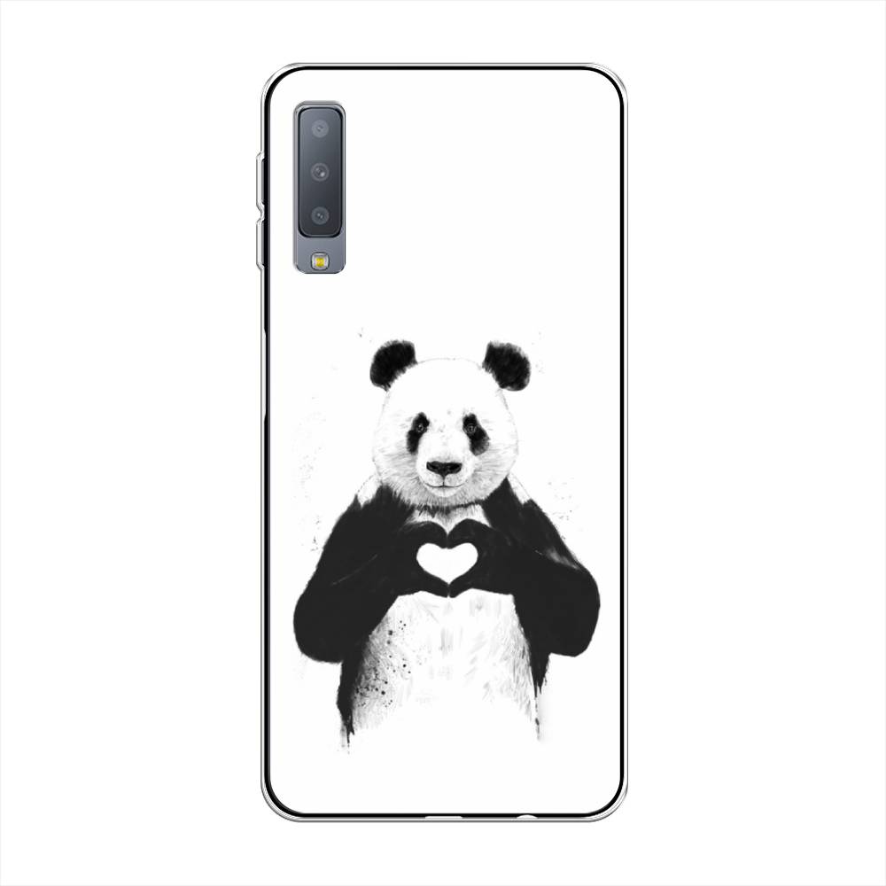 

Чехол Awog на Samsung Galaxy A7 2018 "Панда love", Серебристый, 26750-10