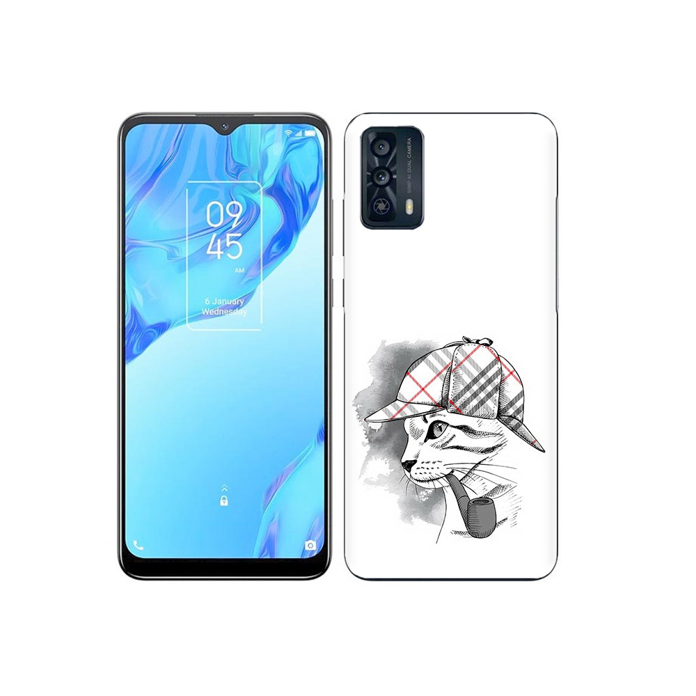 

Чехол MyPads Tocco для TCL 20B кошка с трубкой, Прозрачный, Tocco