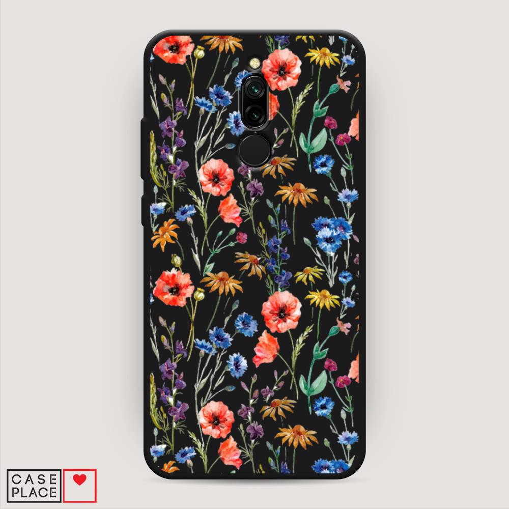 

Матовый силиконовый чехол "Маки и васильки фон" на Xiaomi Redmi 8