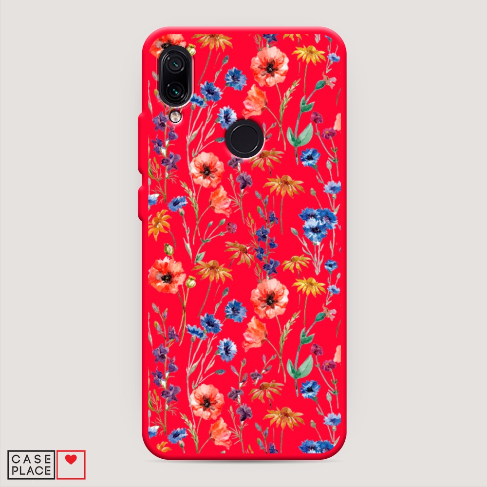 

Чехол Awog на Xiaomi Redmi 7 "Маки и васильки фон", 35053-1