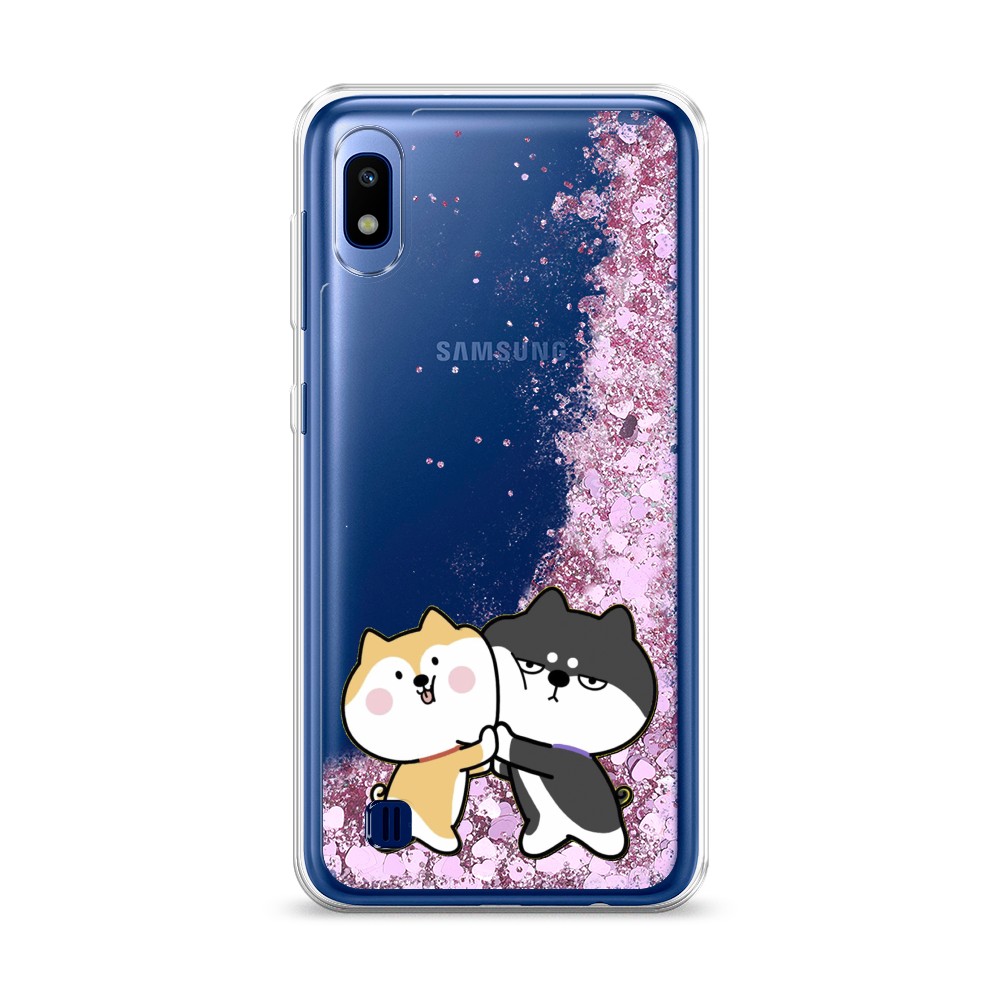 

Жидкий чехол с блестками "Обнимашки акита" на Samsung Galaxy A10, 27994-1