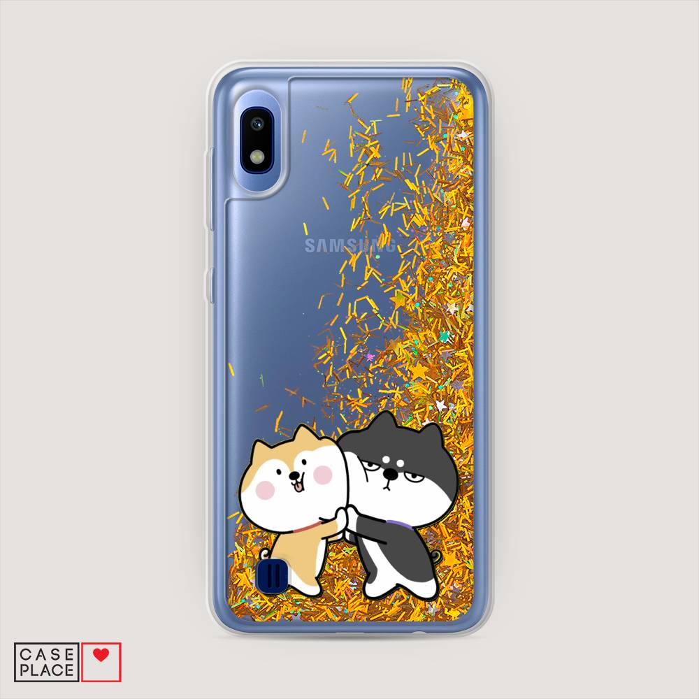 

Жидкий чехол с блестками "Обнимашки акита" на Samsung Galaxy A10, 27990-1