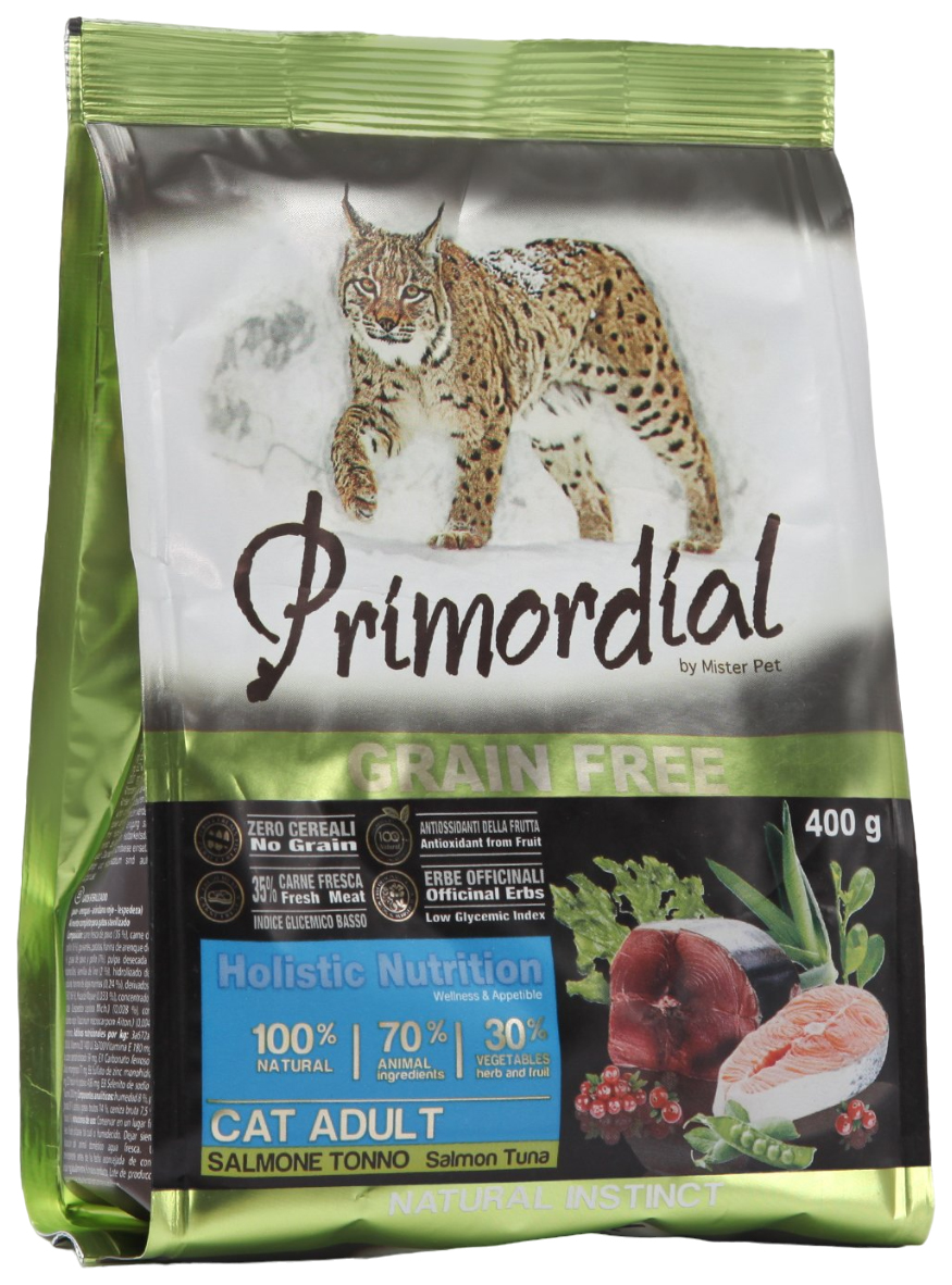 

PRIMORDIAL PRIMORDIAL CAT ADULT беззерновой для взрослых кошек с лососем и тунцом (0,4 + 0