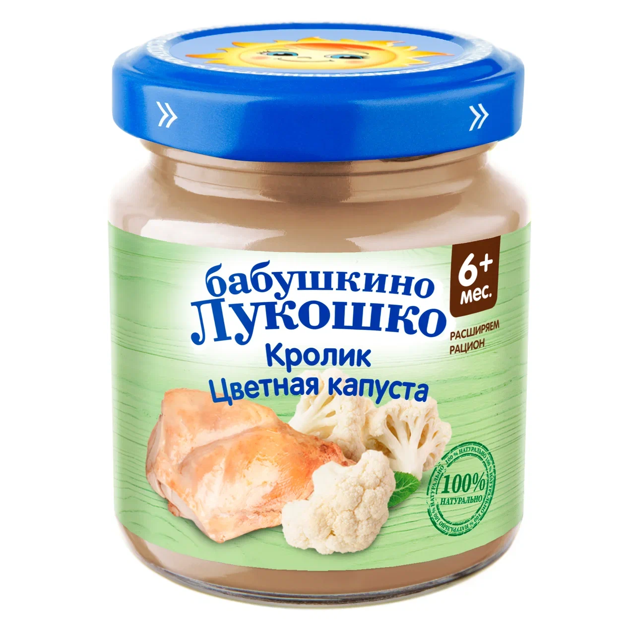 Пюре мясное Бабушкино Лукошко Кролик с цветной капустой с 6 мес. 100 г, 1 шт.