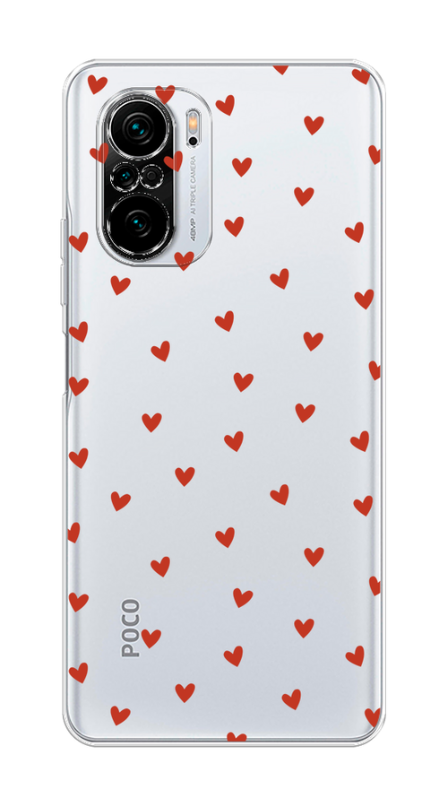 

Чехол на Xiaomi Poco F3/Redmi K40/Mi 11i "Red hearts", Красный;прозрачный, 312650-1