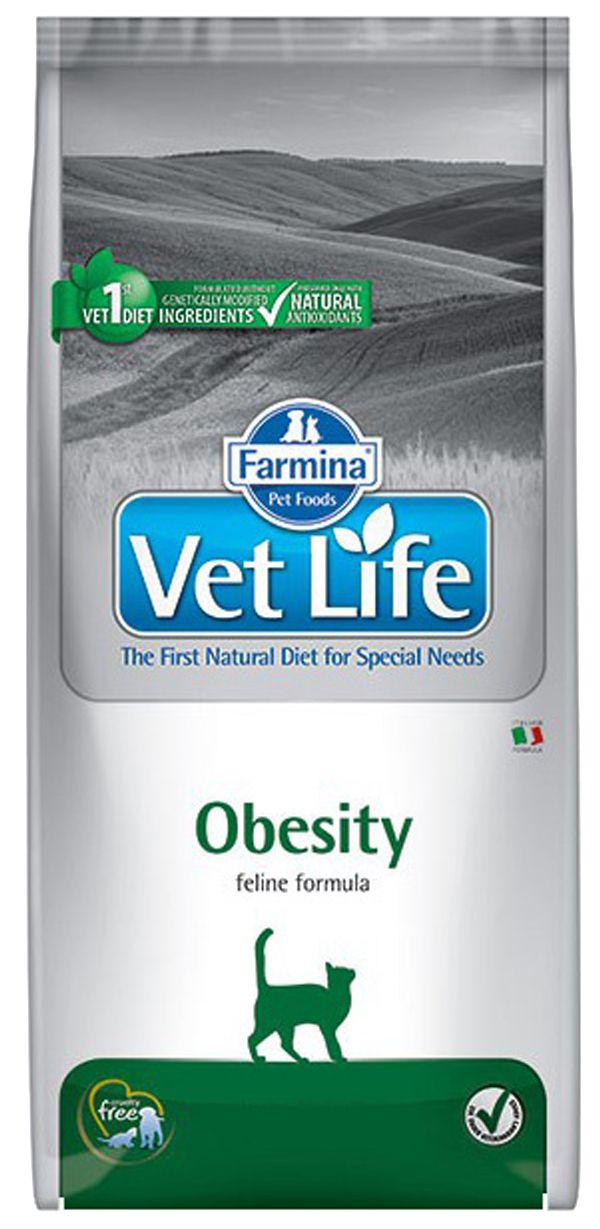 фото Сухой корм для кошек farmina vet life feline obesity домашняя птица 2 шт по 2 кг