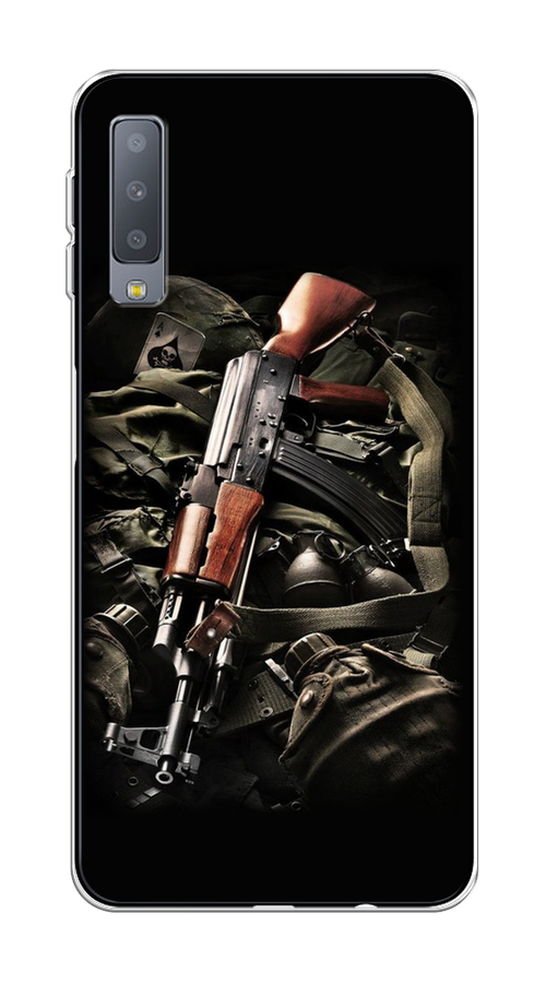 

Чехол Awog на Samsung Galaxy A7 2018 "Автомат", Черный;коричневый;серый, 26750-5