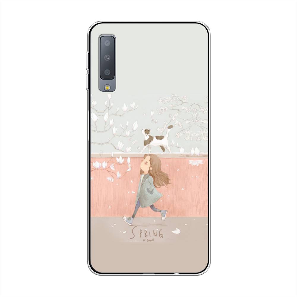 

Чехол Awog на Samsung Galaxy A7 2018 "Девочка-весна", Серый, 26750-7