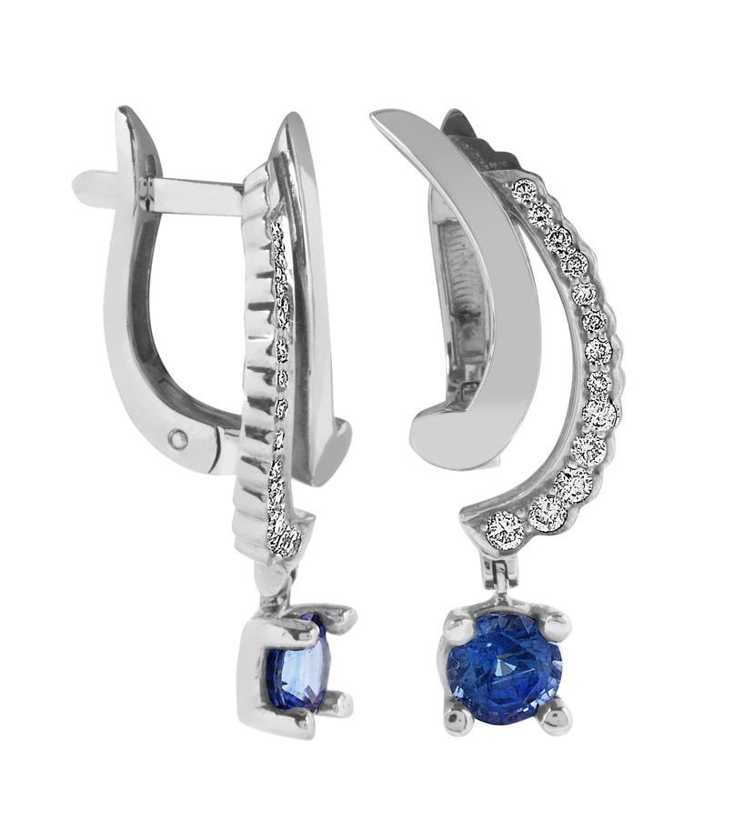

Серьги из белого золота с сапфиром, бриллиантом Ивел 9139704, 9139704