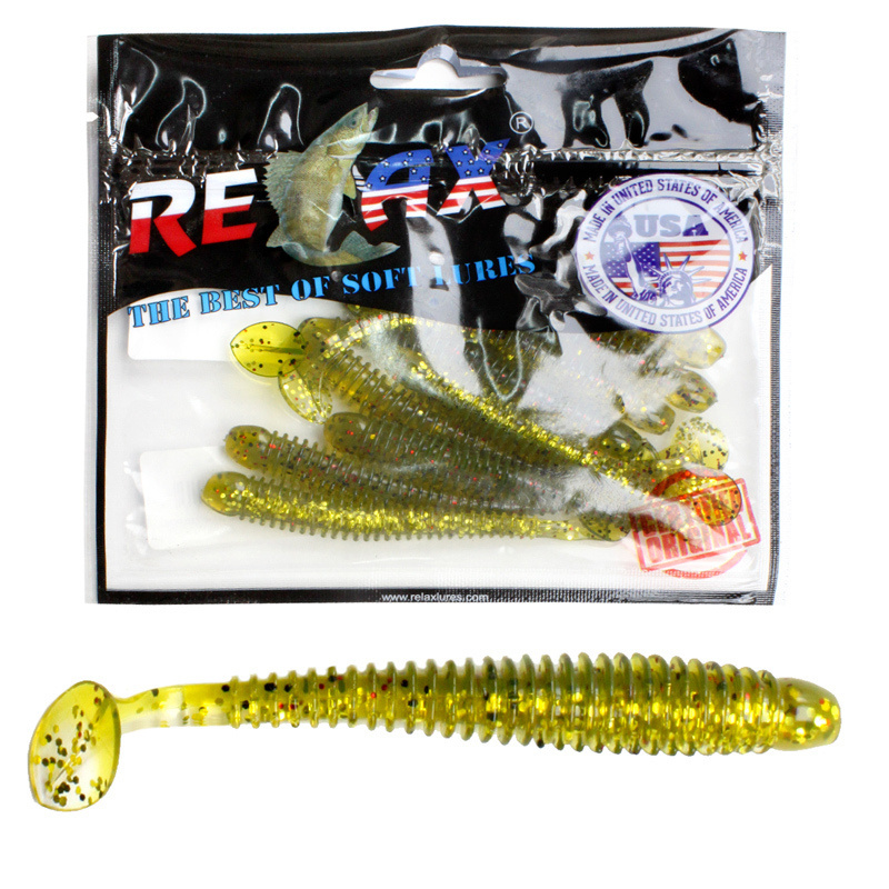 

Мягкая силиконовая приманка риппер RELAX TEXAS LAMINAT (L611 (Clear-gold, Dk. Lime-black,, Зеленый, Texas Laminat