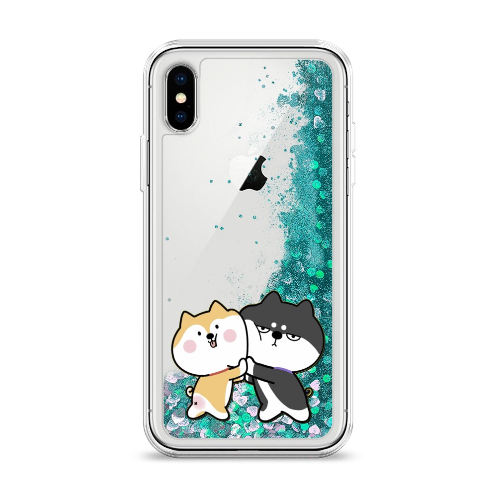 

Жидкий чехол с блестками "Обнимашки акита" на Apple iPhone XS (10S), 11895-1