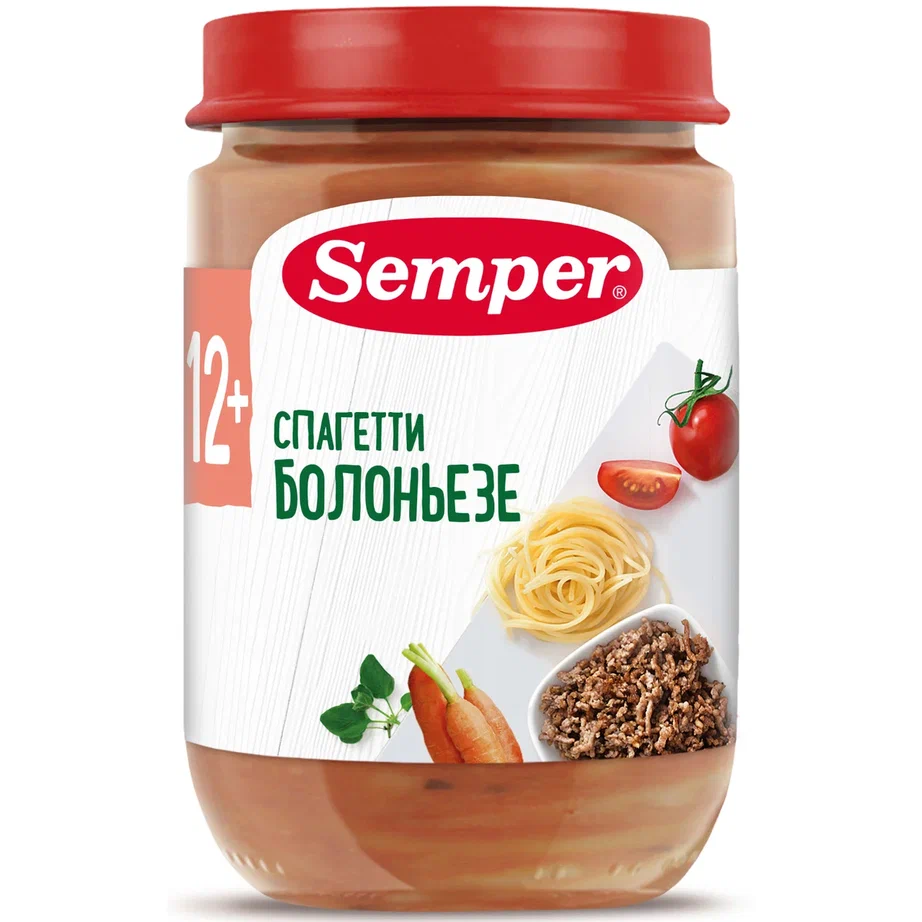 Пюре мясное Semper Спагетти болоньезе с 12 мес. 190 г пюре мясное semper лазанья с овощами с 18 мес 190 г