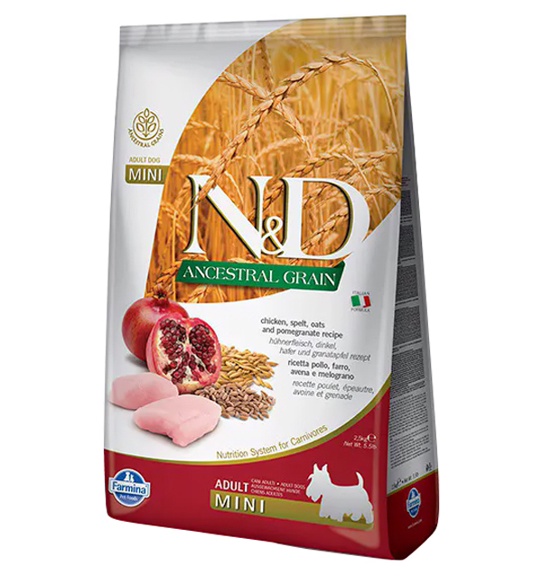

FARMINA FARMINA DOG N&D ANCESTRAL GRAIN ADULT MINI CHICKEN & POMEGRANATE низкозерновой для