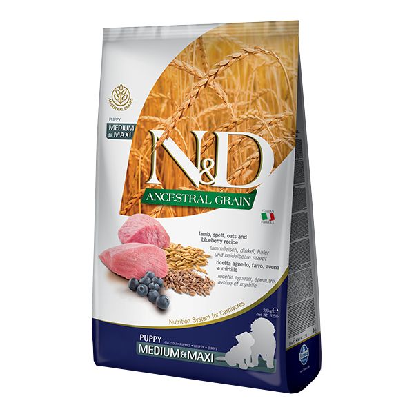 

FARMINA FARMINA DOG N&D ANCESTRAL GRAIN PUPPY MEDIUM & MAXI LAMB & BLUEBERRY низкозерновой