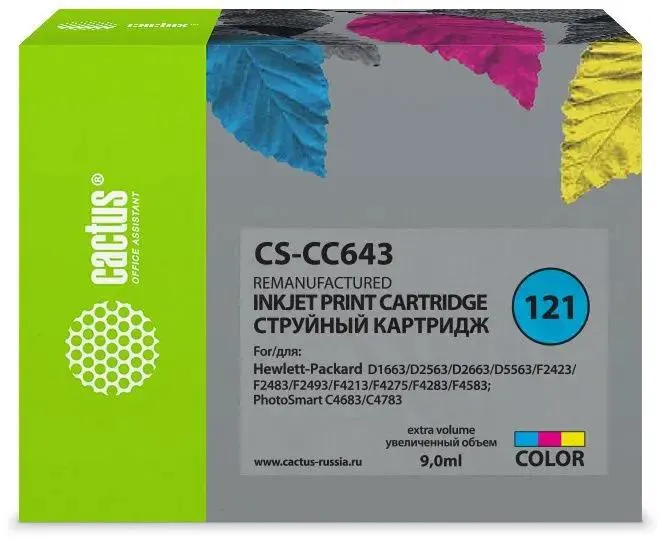 

Картридж для струйного принтера CACTUS CS-CC643 многоцветный, совместимый, CS-CC643