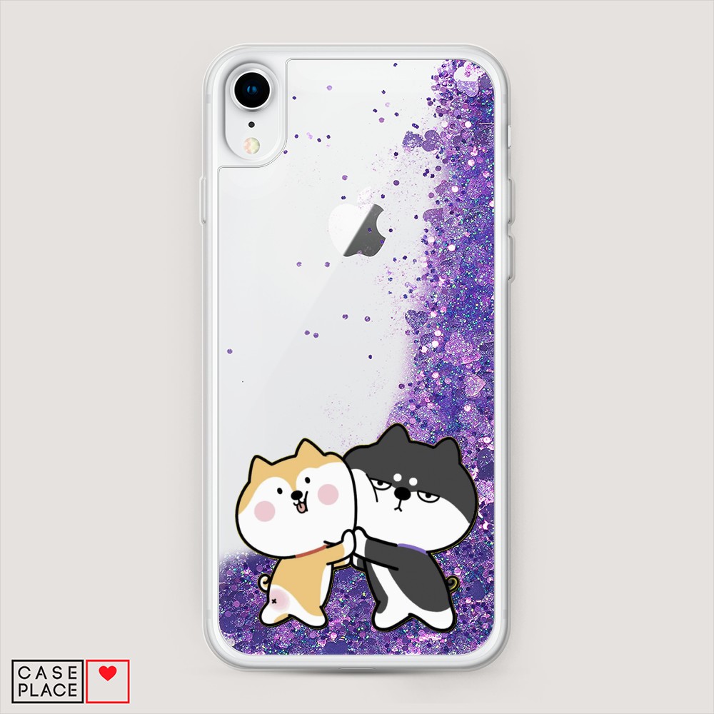 

Жидкий чехол с блестками "Обнимашки акита" на Apple iPhone XR (10R), 12092-1