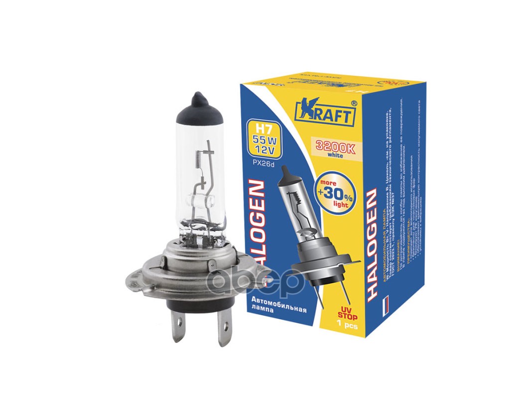 

"Автолампа H7 +30% 12v 55w (Px26d)" Kraft арт. KT700081