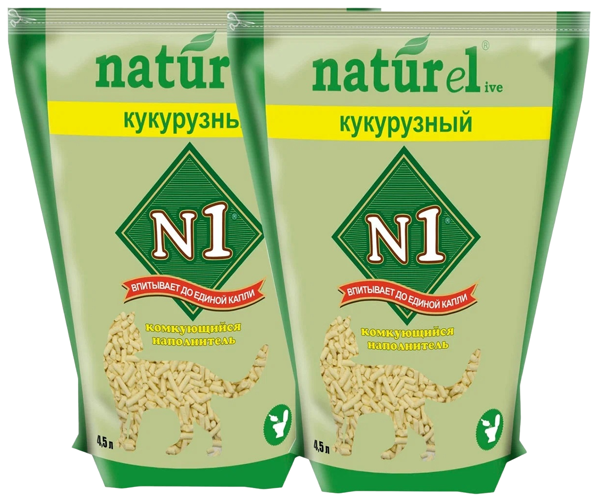 фото Наполнитель для туалета кошек №1 naturel кукурузный комкующийся, 2 шт по 4,5 л n1