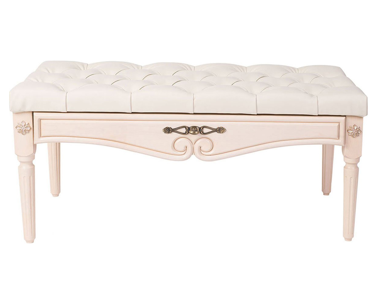 фото Банкетка мебелик сильвия 90х43х43 белый ясень/молочный