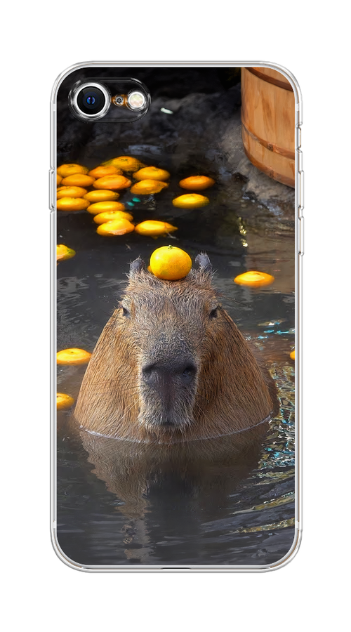 

Чехол на Apple iPhone 7/8/SE 2020/SE 2022 "Капибара отдыхает", Коричневый;оранжевый;серый, 12450-1