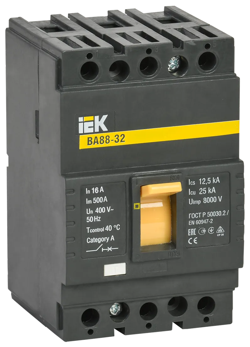 Выключатель автоматический ВА88-32 3Р 16А 25кА | SVA10-3-0016 | IEK расширенные выводы для ва88 43 tdm