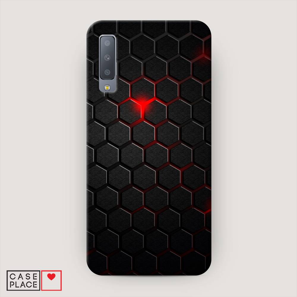 фото Чехол awog "фон соты красные" для samsung galaxy a7 2018