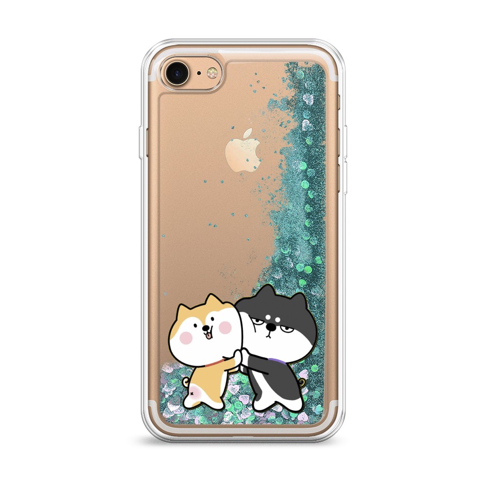 

Жидкий чехол с блестками "Обнимашки акита" на Apple iPhone 8, 10895-1