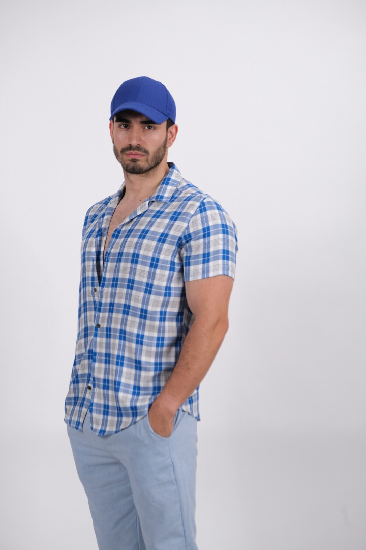 

Рубашка мужская Manche MJ22S115984 синяя L (товары доставляются из-за рубежа), MJ22S115984