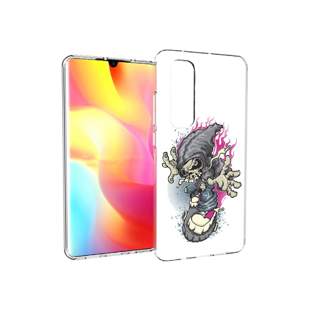 

Чехол MyPads Tocco для Xiaomi Mi Note 10 Lite нарисованный скелет на скейт борде, Прозрачный, Tocco