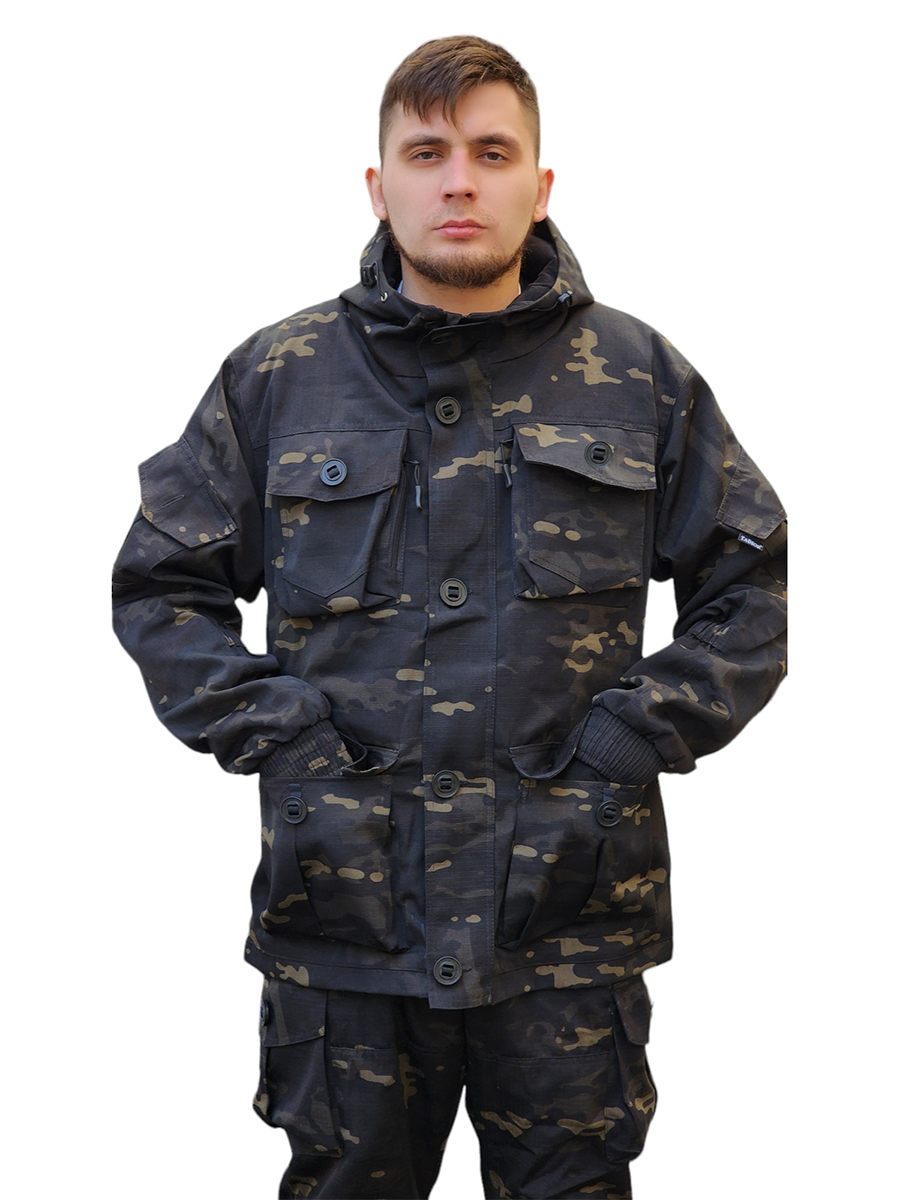 

Камуфляжный костюм на флисе, рип-стоп, черный кмф 52-54/176-178, Серый;черный, Т014037