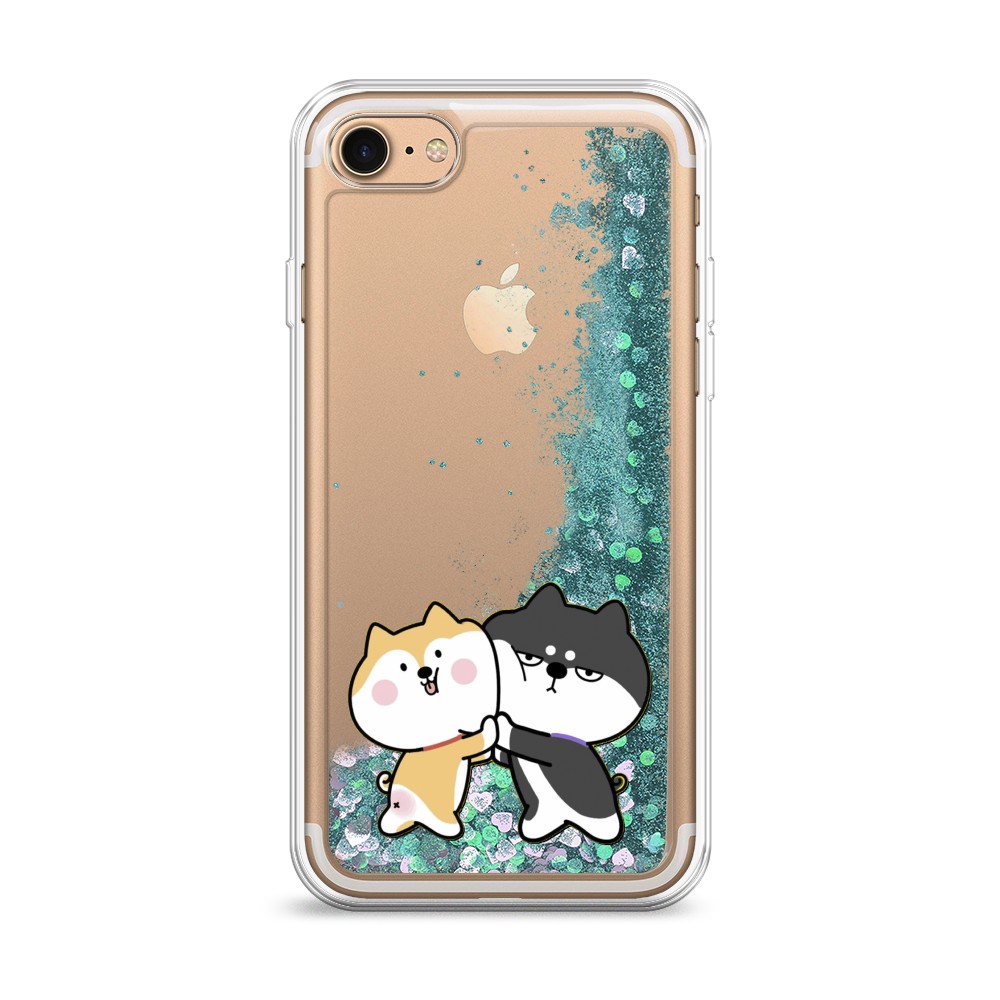 

Жидкий чехол с блестками "Обнимашки акита" на Apple iPhone 7, 10695-1