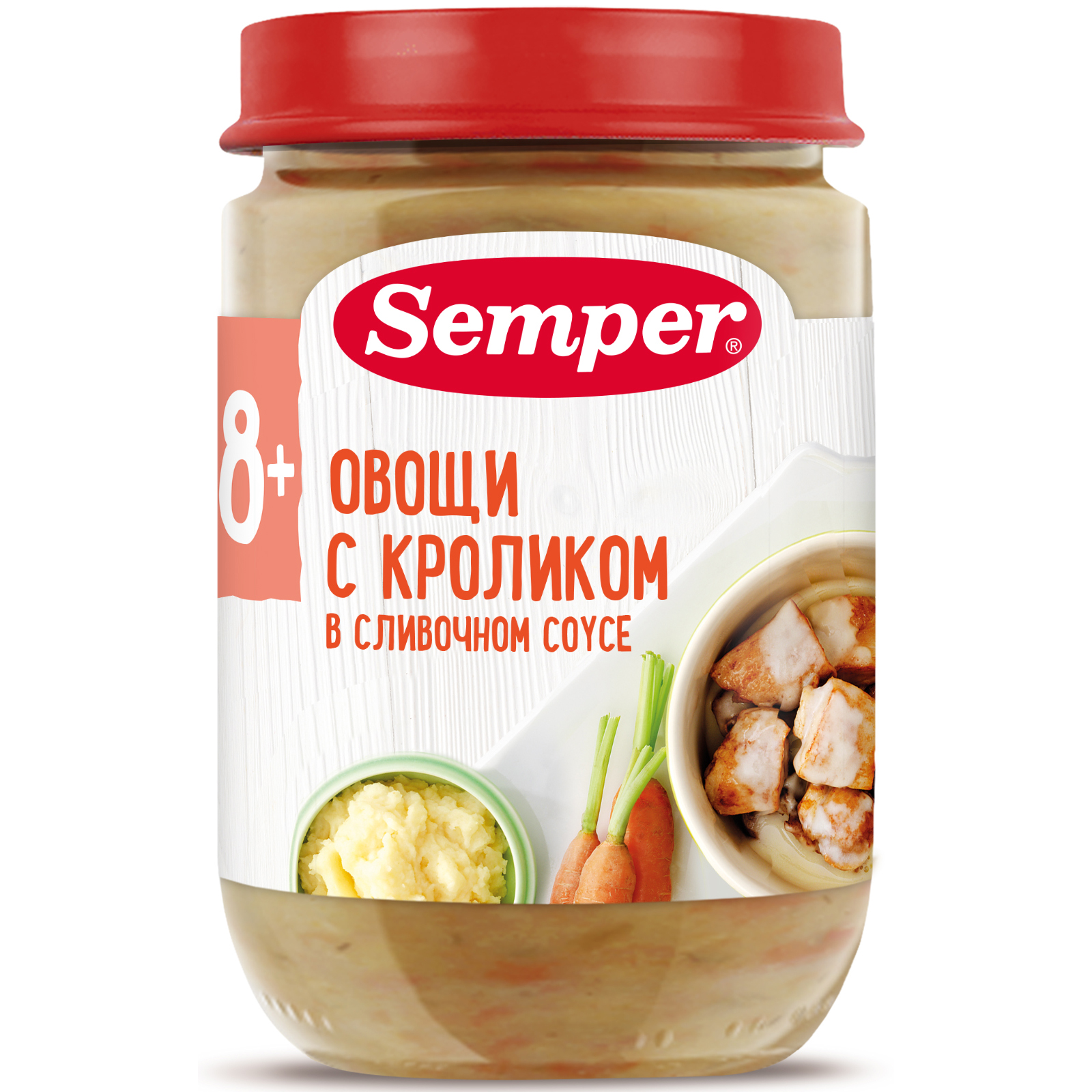 Пюре мясное Semper Овощи с кроликом в сливочном соусе с 8 мес. 190 г