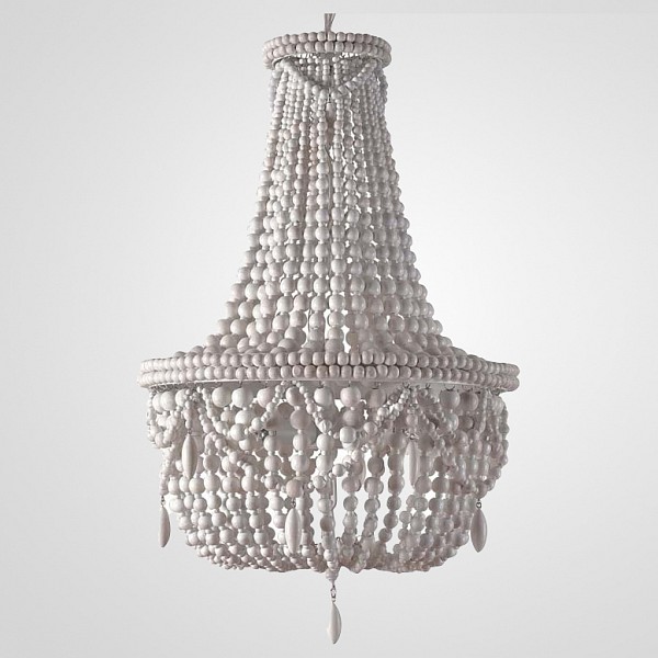 

Imperiumloft Rh Anselme White Wood Large Chandelier 40.1934-0, Rh Anselme White Wood Large Chandelier 40.1934-0