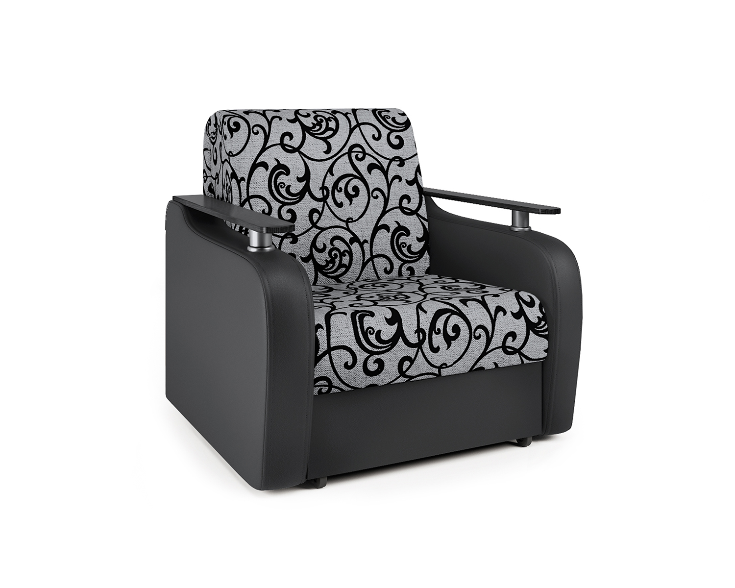 фото Кресло-кровать шарм-дизайн гранд д 33070748, экокожа черная и узоры/бук
