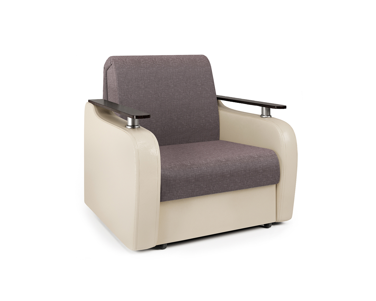 фото Кресло-кровать шарм-дизайн гранд д 33070731, рогожка латте и экокожа беж/бук