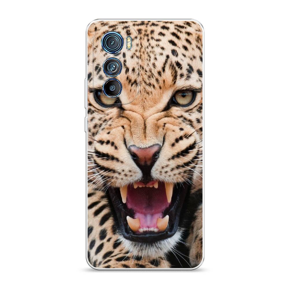 

Чехол на Motorola Edge 30 "Леопард 3d", Бежевый;черный, 243250-6