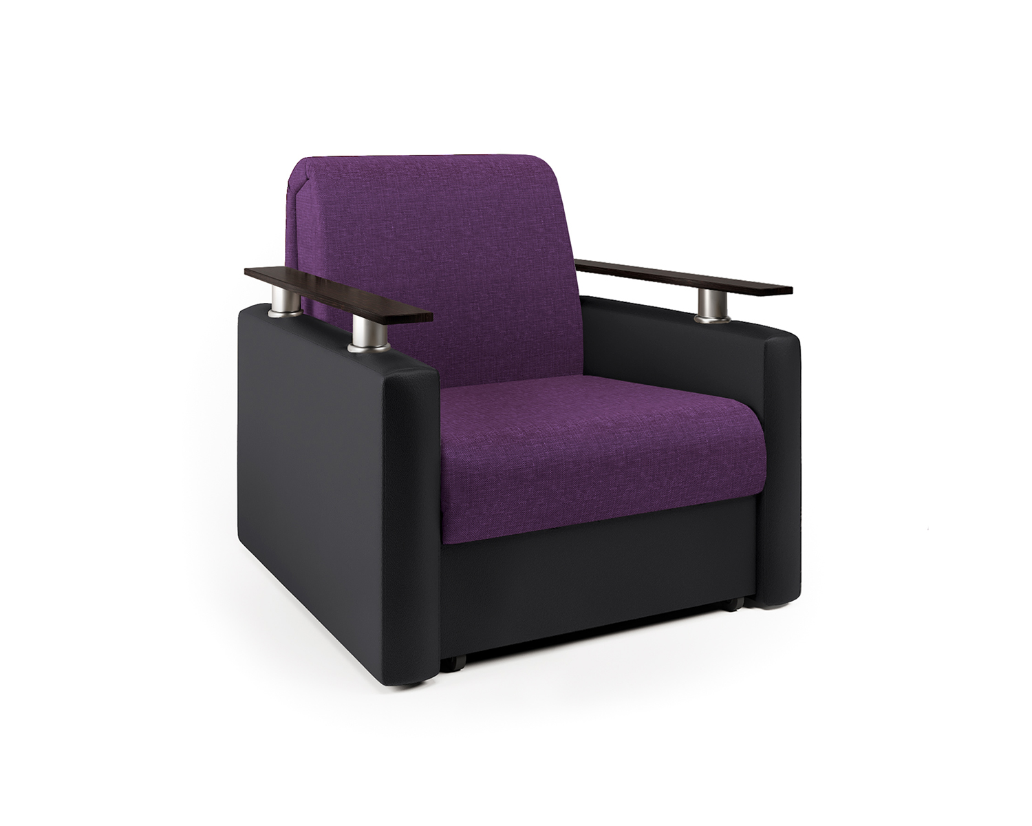 фото Кресло-кровать шарм-дизайн шарм 33070691, фиолетовая рогожка и черная экокожа/бук