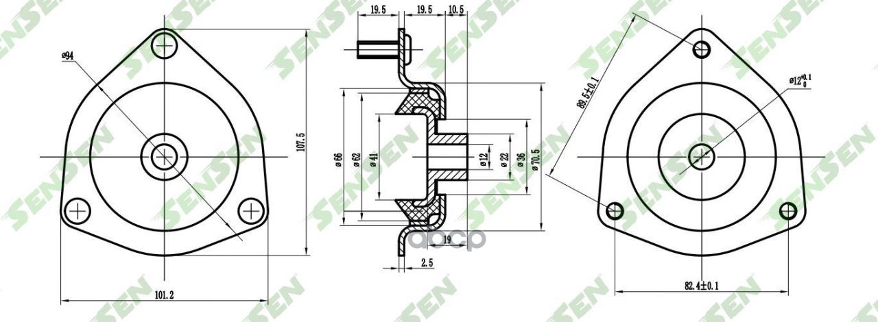 SENSEN Опора амортизатора переднего Nissan Almera N16 all 00 SENSEN M61095 1464₽