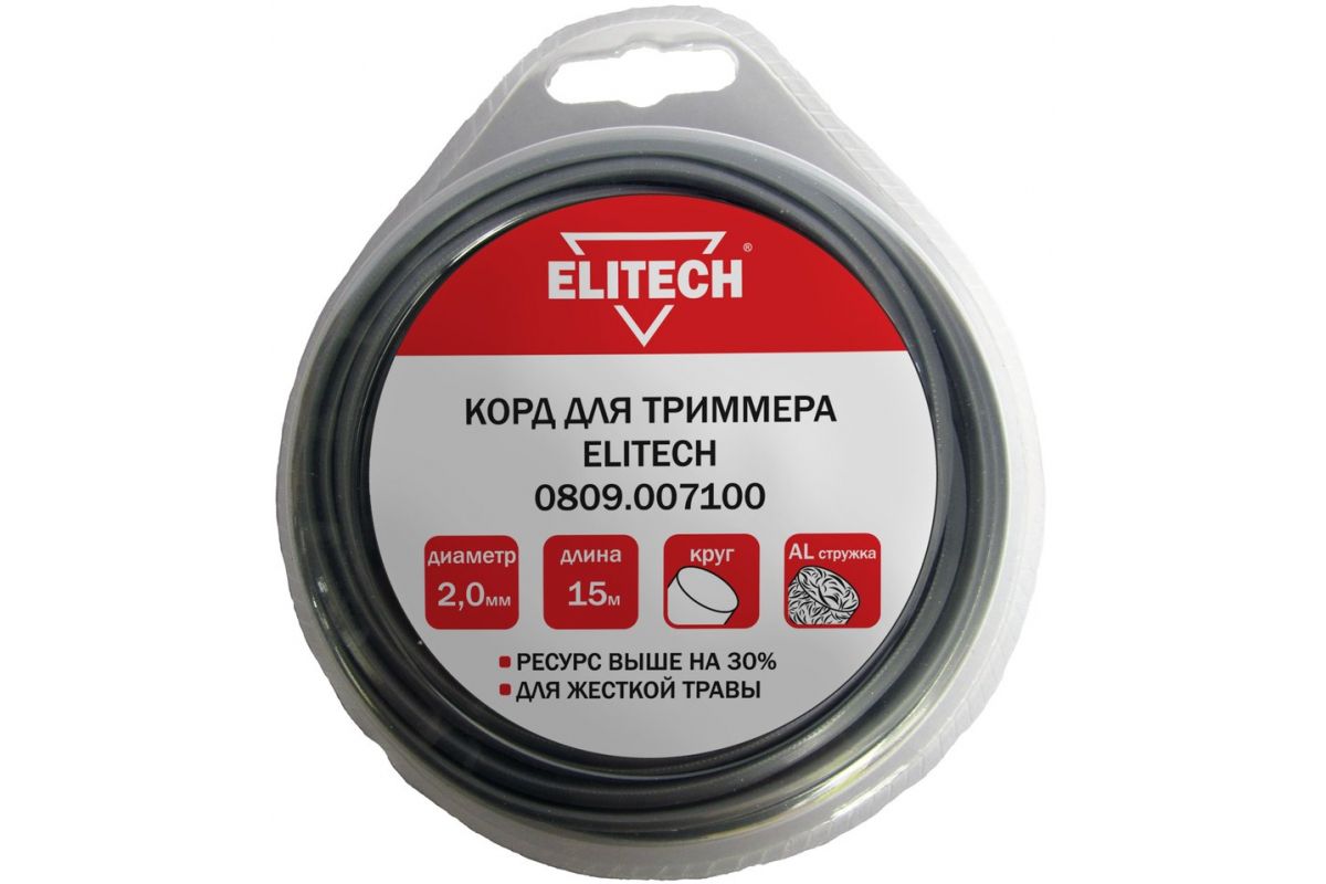 Леска для садовых триммеров Elitech 0809.007100,  2мм, 15м